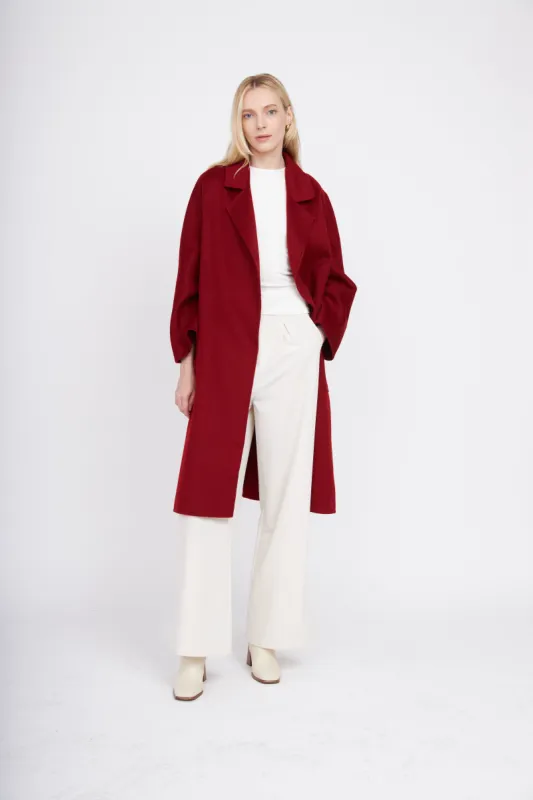 The Classic Wrap Coat - Burgundy sold by Pissenlit