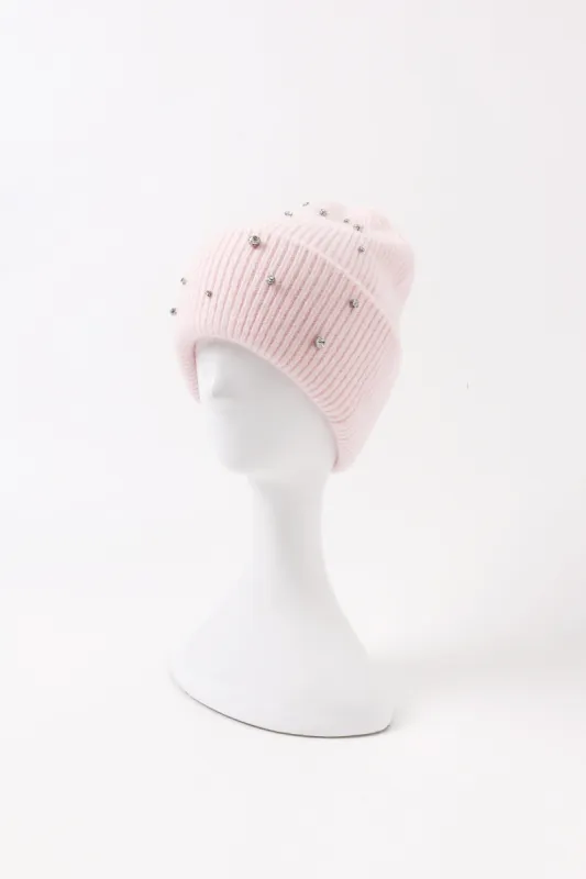 Crystal Embellished Angora Beanie Hat sold by Pissenlit