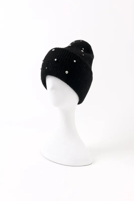 Crystal Embellished Angora Beanie Hat sold by Pissenlit