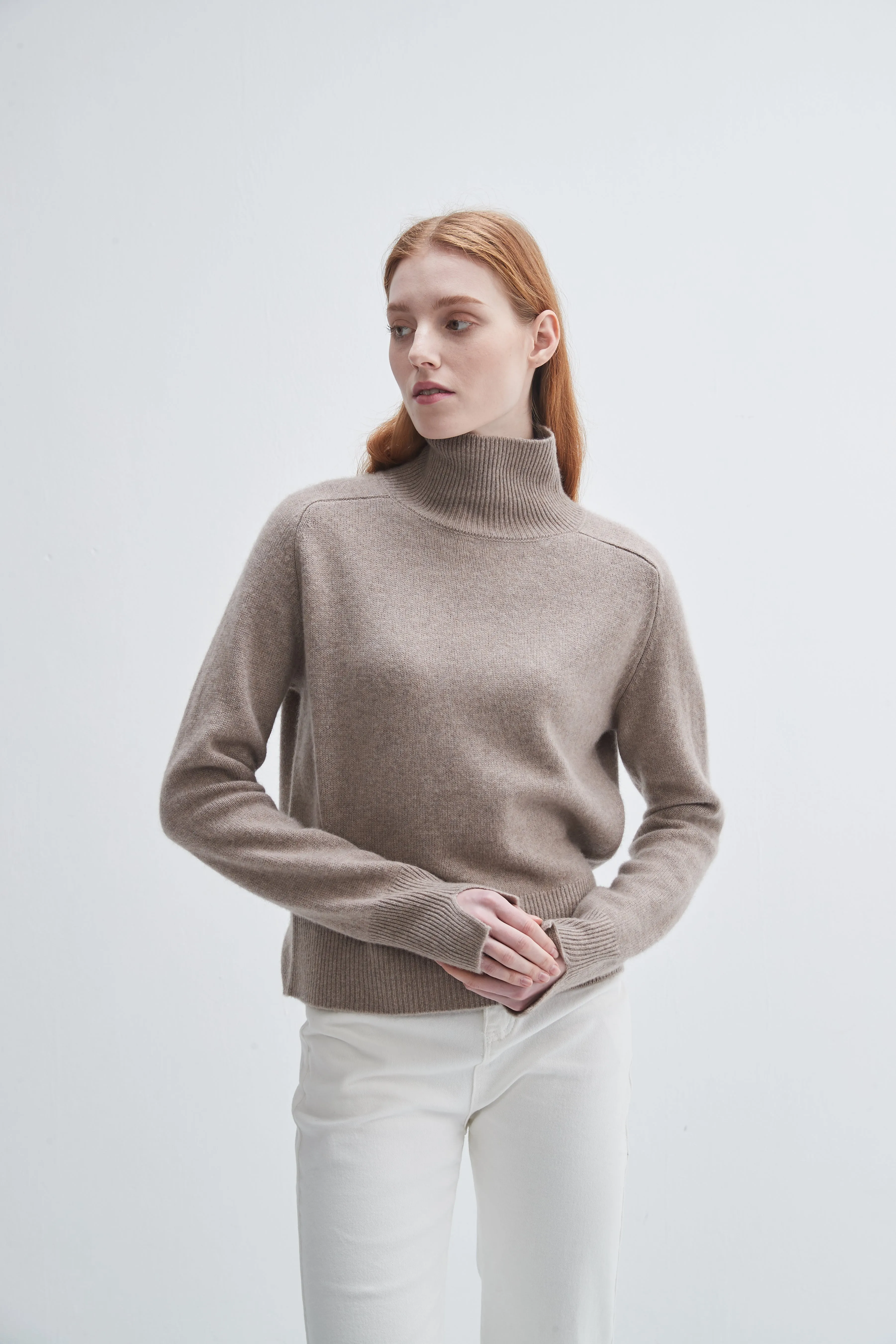 Saddle Sleeve Standneck Cashmere Sweater sold by Pissenlit product image thumbnail 3