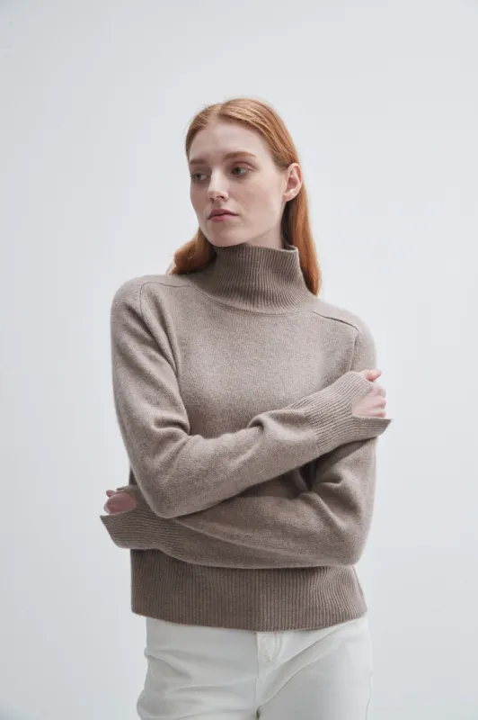 Saddle Sleeve Standneck Cashmere Sweater sold by Pissenlit