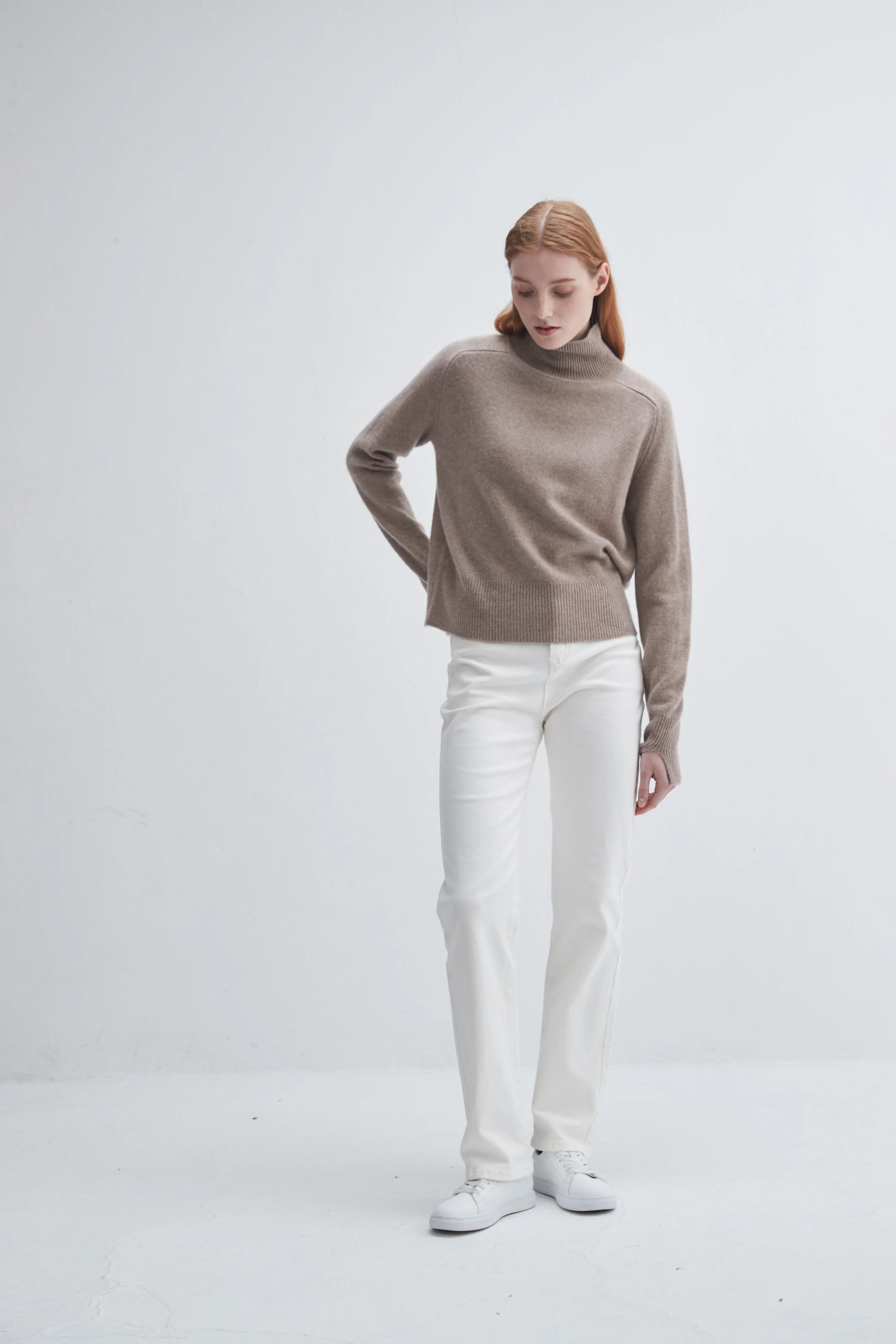 Saddle Sleeve Standneck Cashmere Sweater sold by Pissenlit product image thumbnail 4