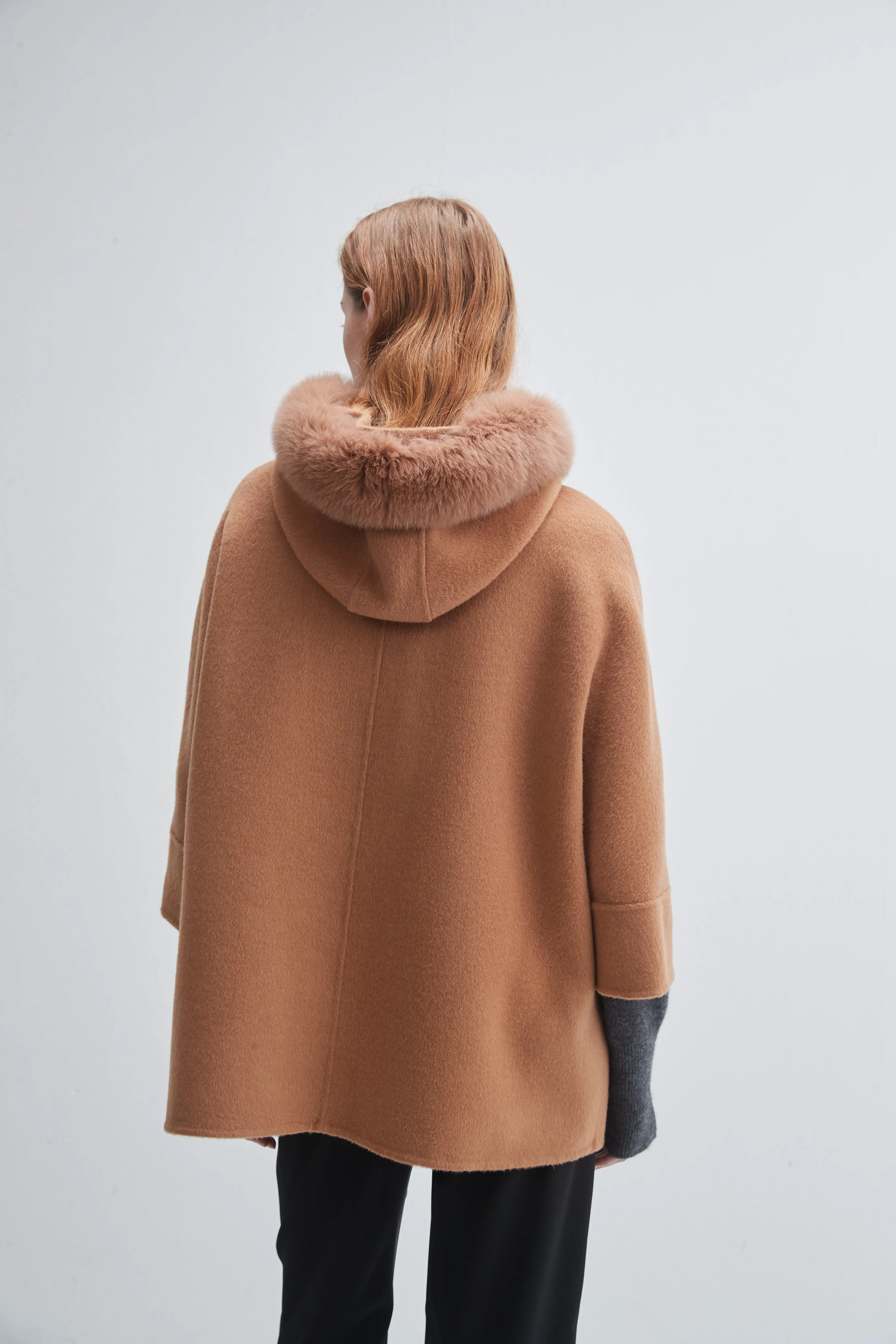 Fur Trim Hooded Cashmere Jacket sold by Pissenlit product image thumbnail 3