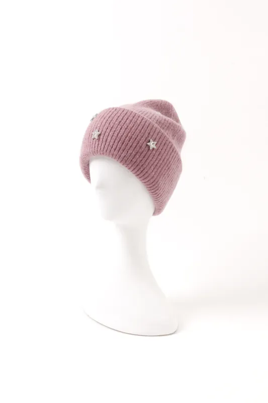 Star Embellished Angora Beanie Hat made by Pissenlit