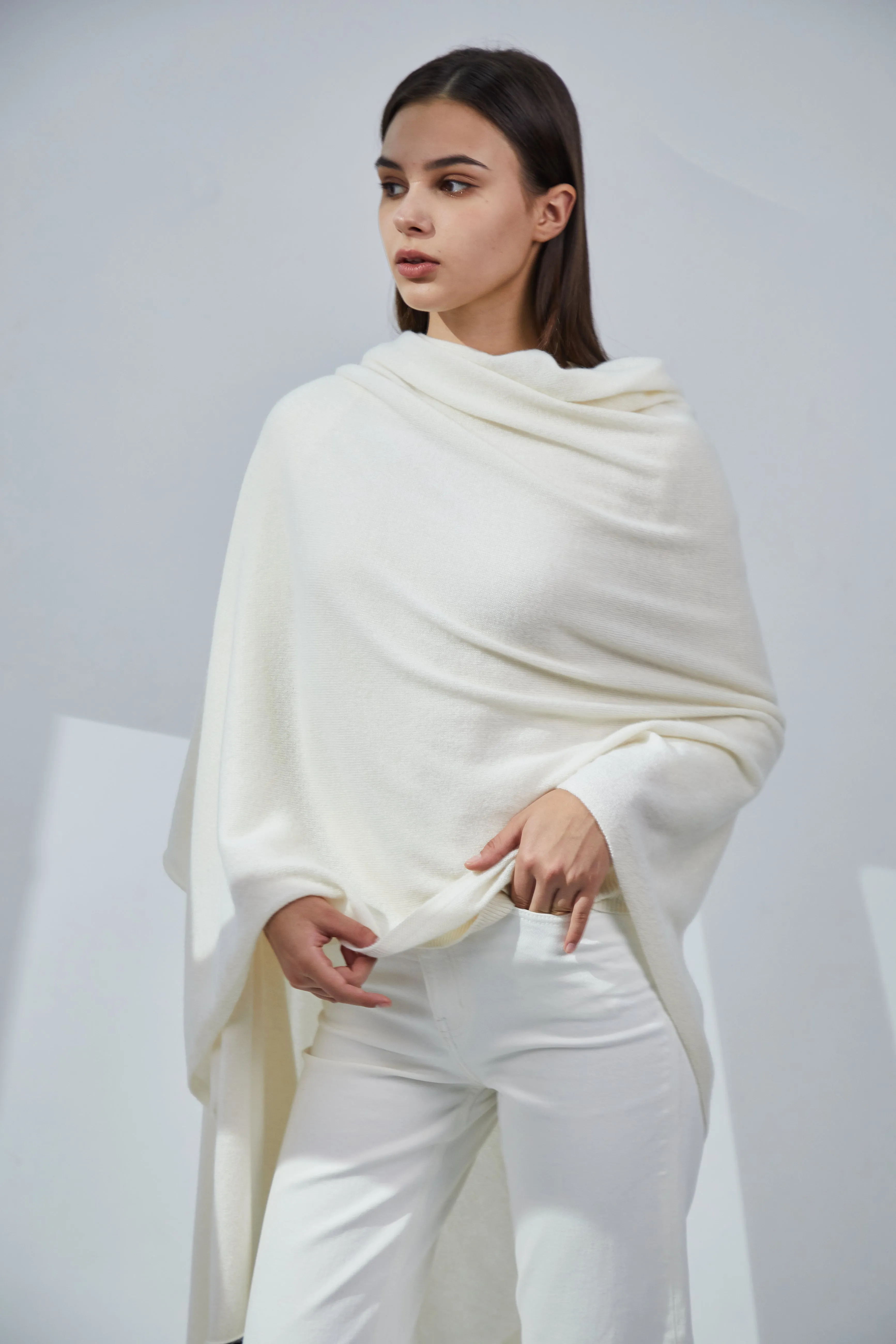 Pure Cashmere Travel Wrap - Ivory sold by Pissenlit