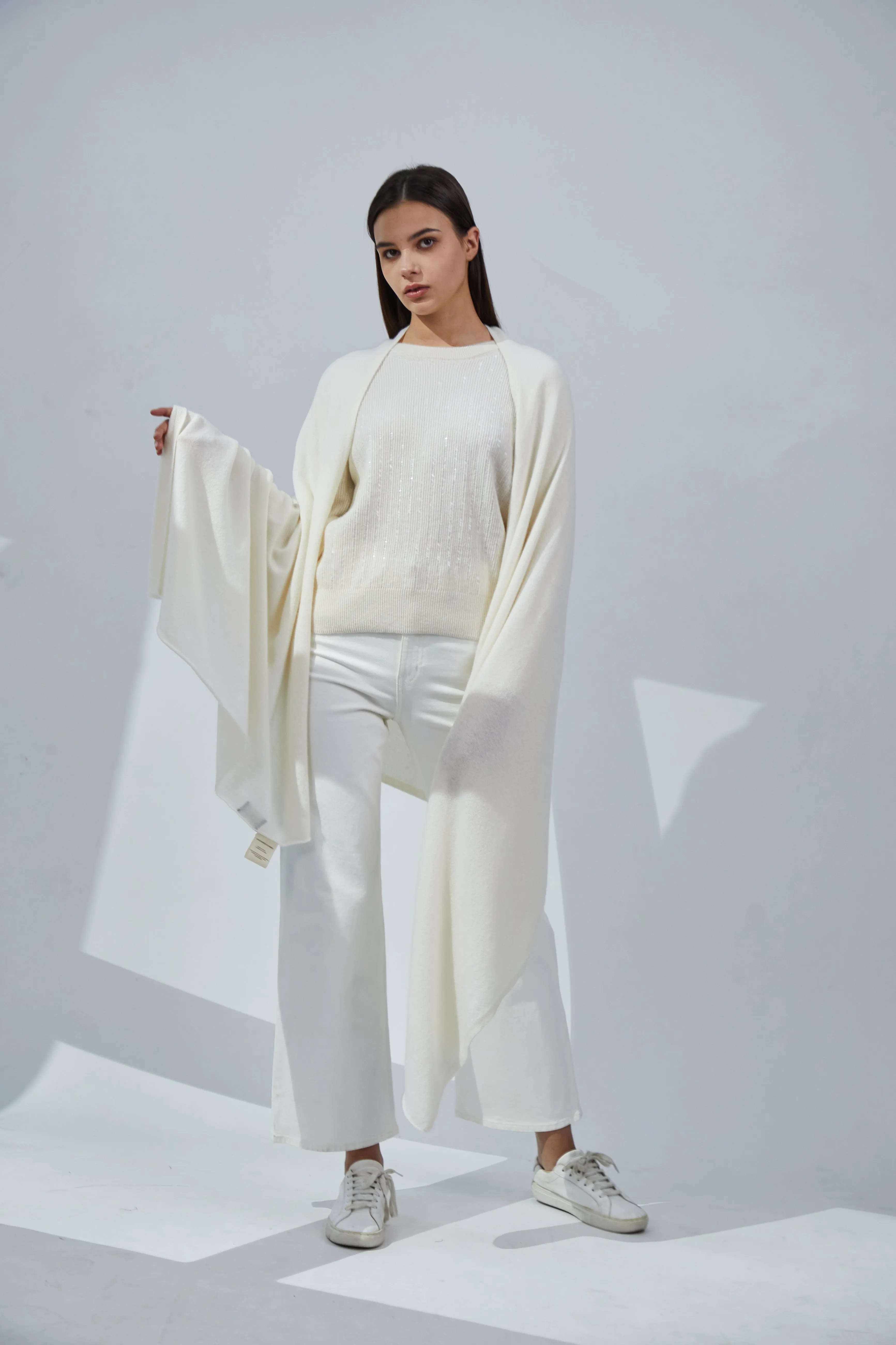 Pure Cashmere Travel Wrap - Ivory sold by Pissenlit product image thumbnail 2