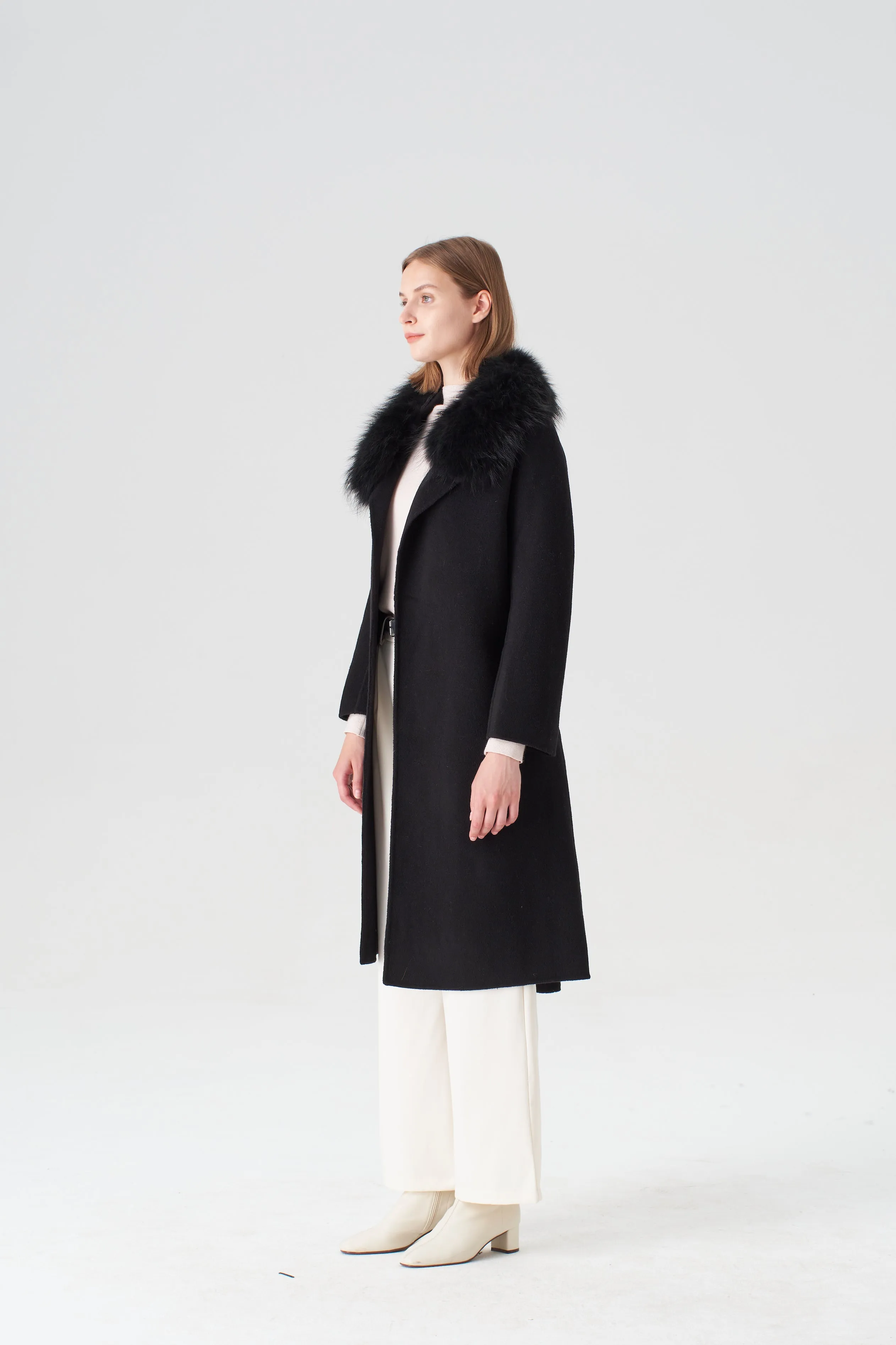 Cashmere Coat with Detachable Fur Collar sold by Pissenlit product image thumbnail 3