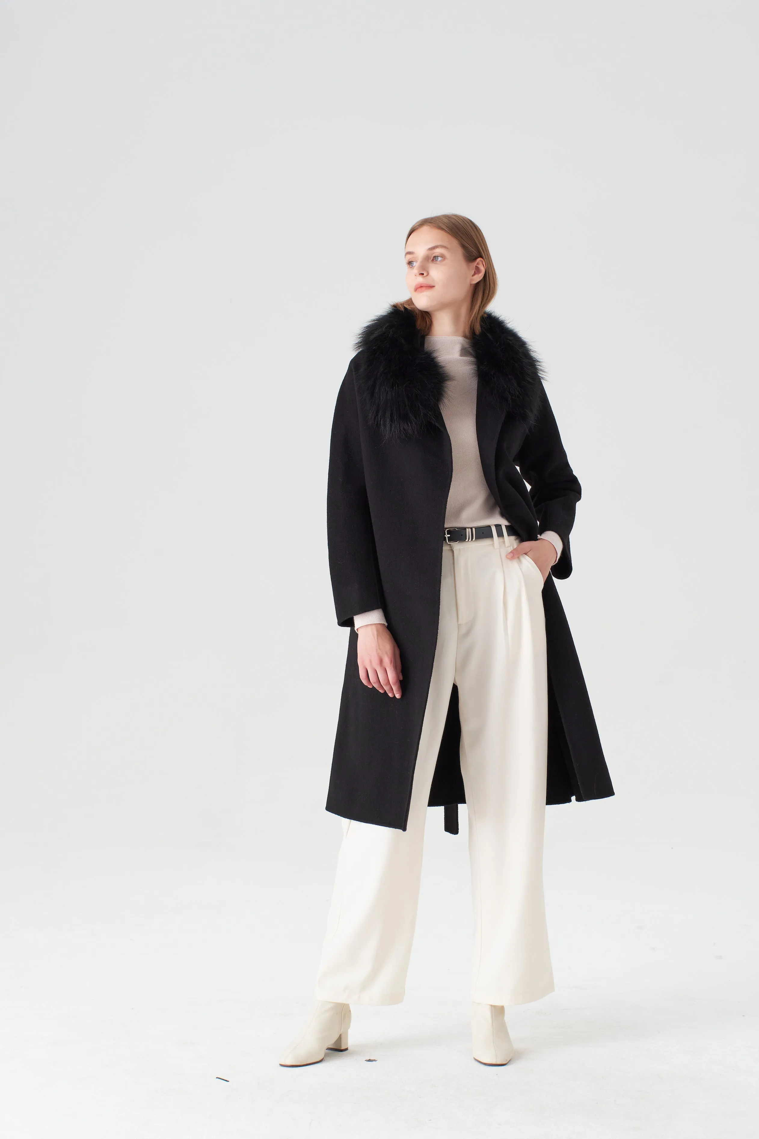 Cashmere Coat with Detachable Fur Collar sold by Pissenlit product image thumbnail 5