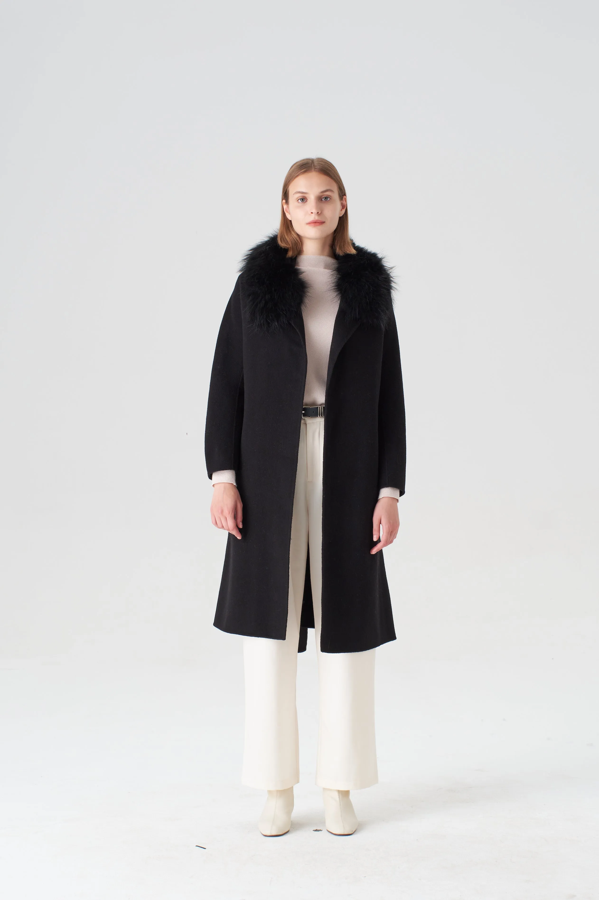 Cashmere Coat with Detachable Fur Collar sold by Pissenlit product image thumbnail 2