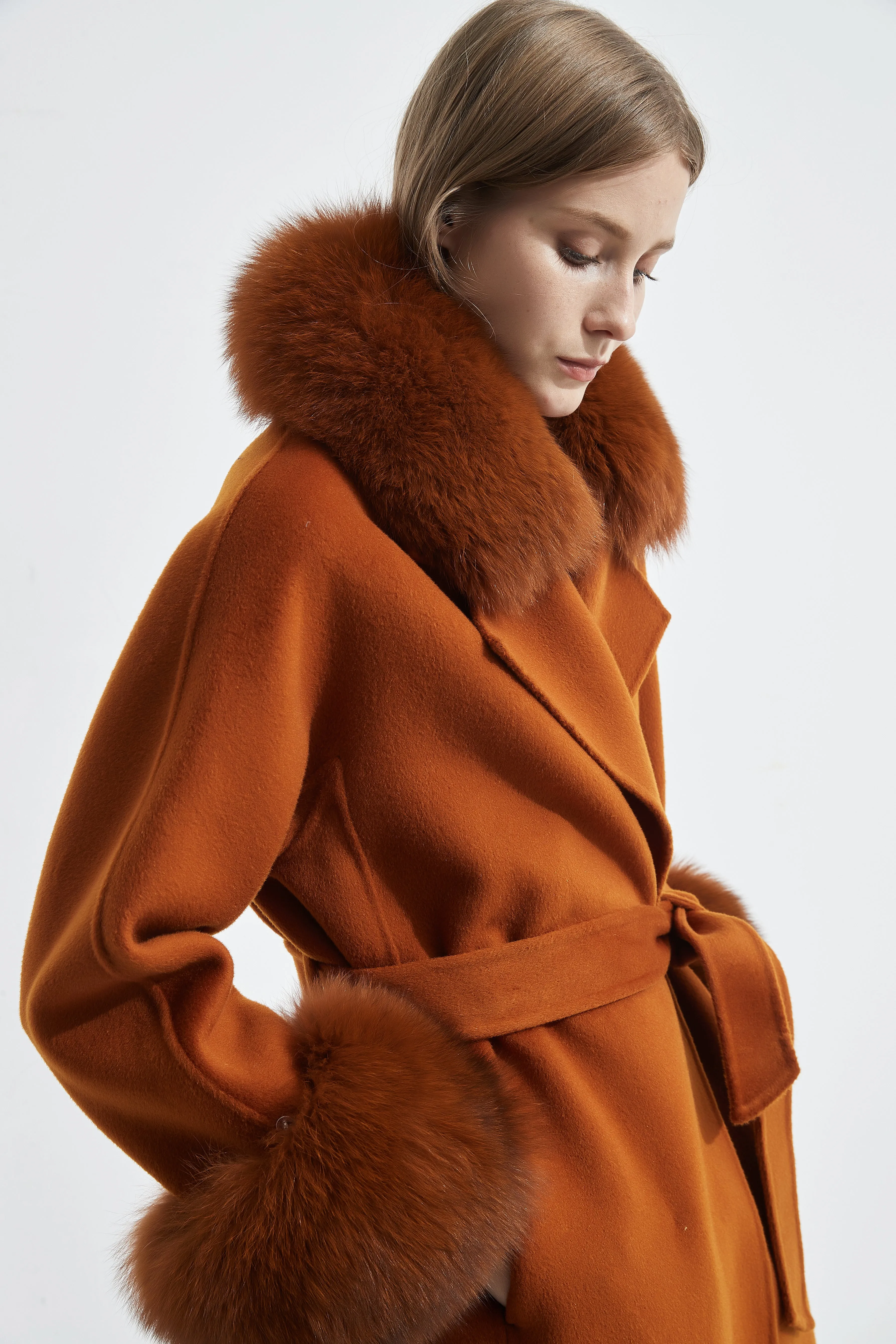 Cashmere Coat with Detachable Collar and Cuffs - Maple sold by Pissenlit product image thumbnail 5