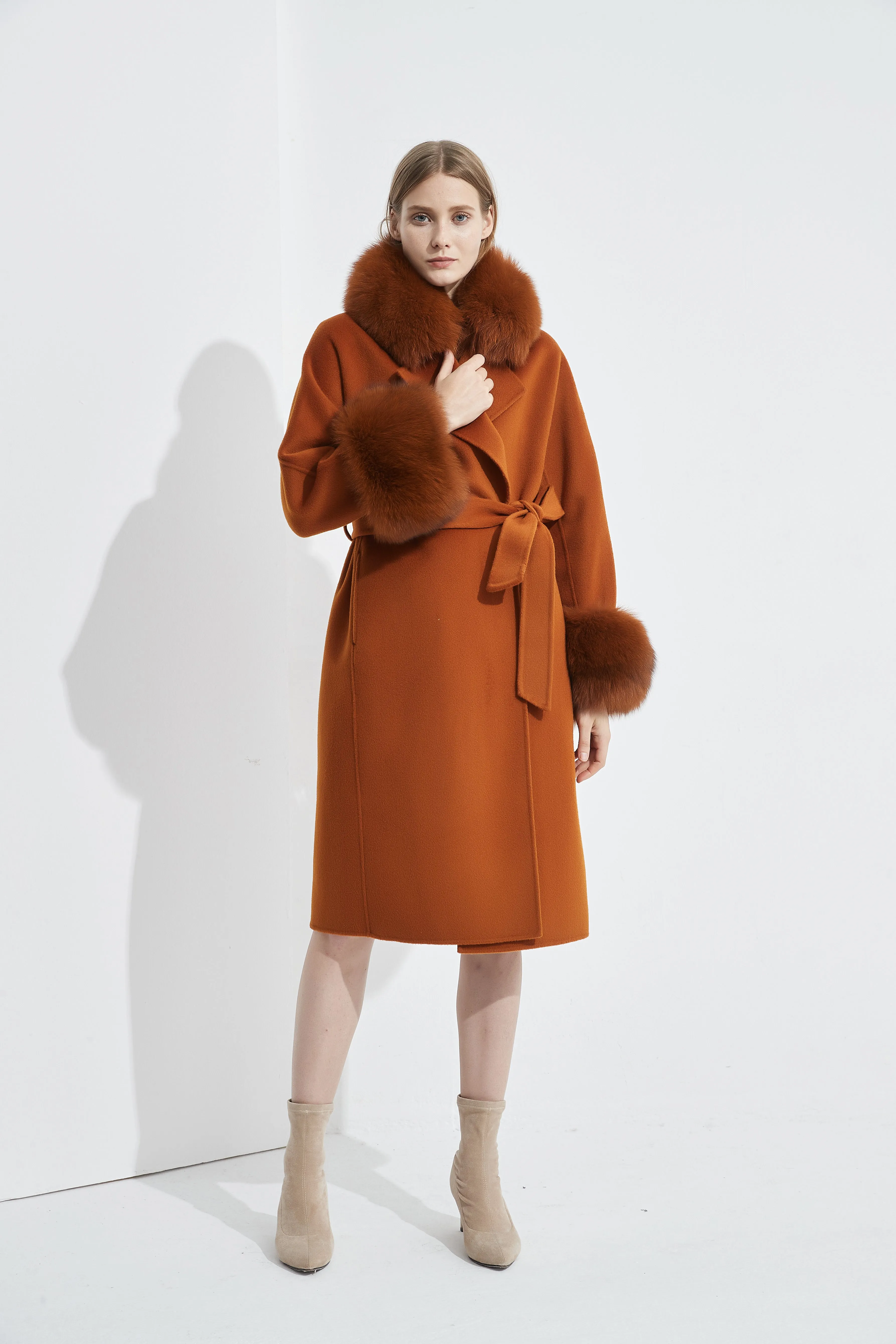 Cashmere Coat with Detachable Collar and Cuffs - Maple sold by Pissenlit product image thumbnail 2