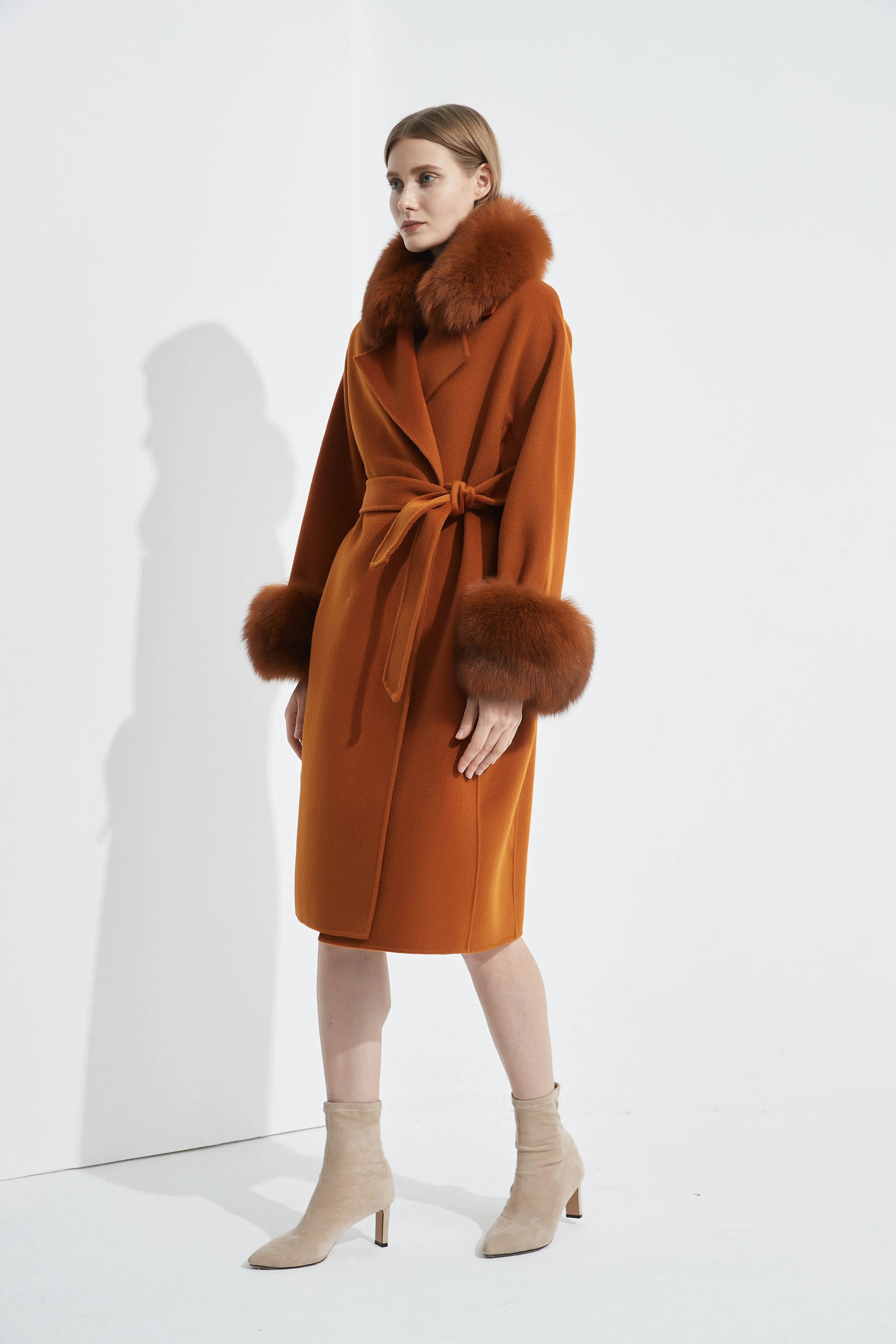 Cashmere Coat with Detachable Collar and Cuffs - Maple sold by Pissenlit product image thumbnail 3
