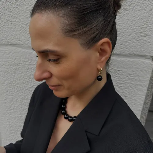 Grace Earrings Black Onyx Gold sold by Stellar Whispers product image thumbnail 2