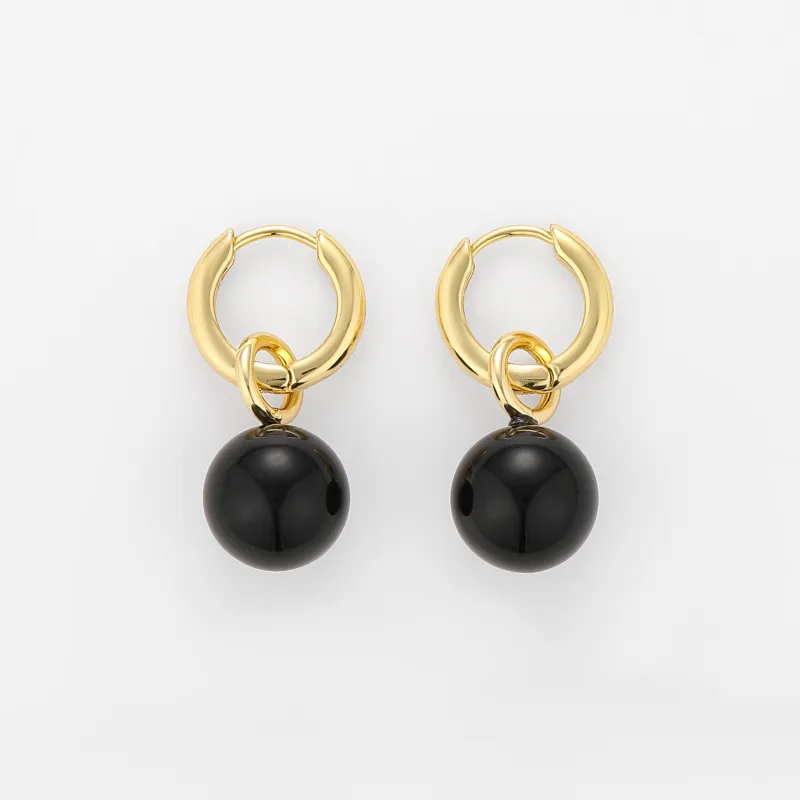 Grace Earrings Black Onyx Gold sold by Stellar Whispers