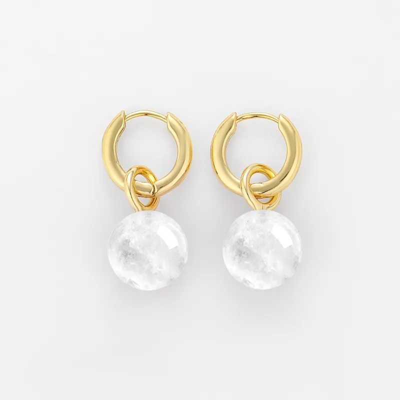 Grace Earrings Clear Quartz Gold sold by Stellar Whispers