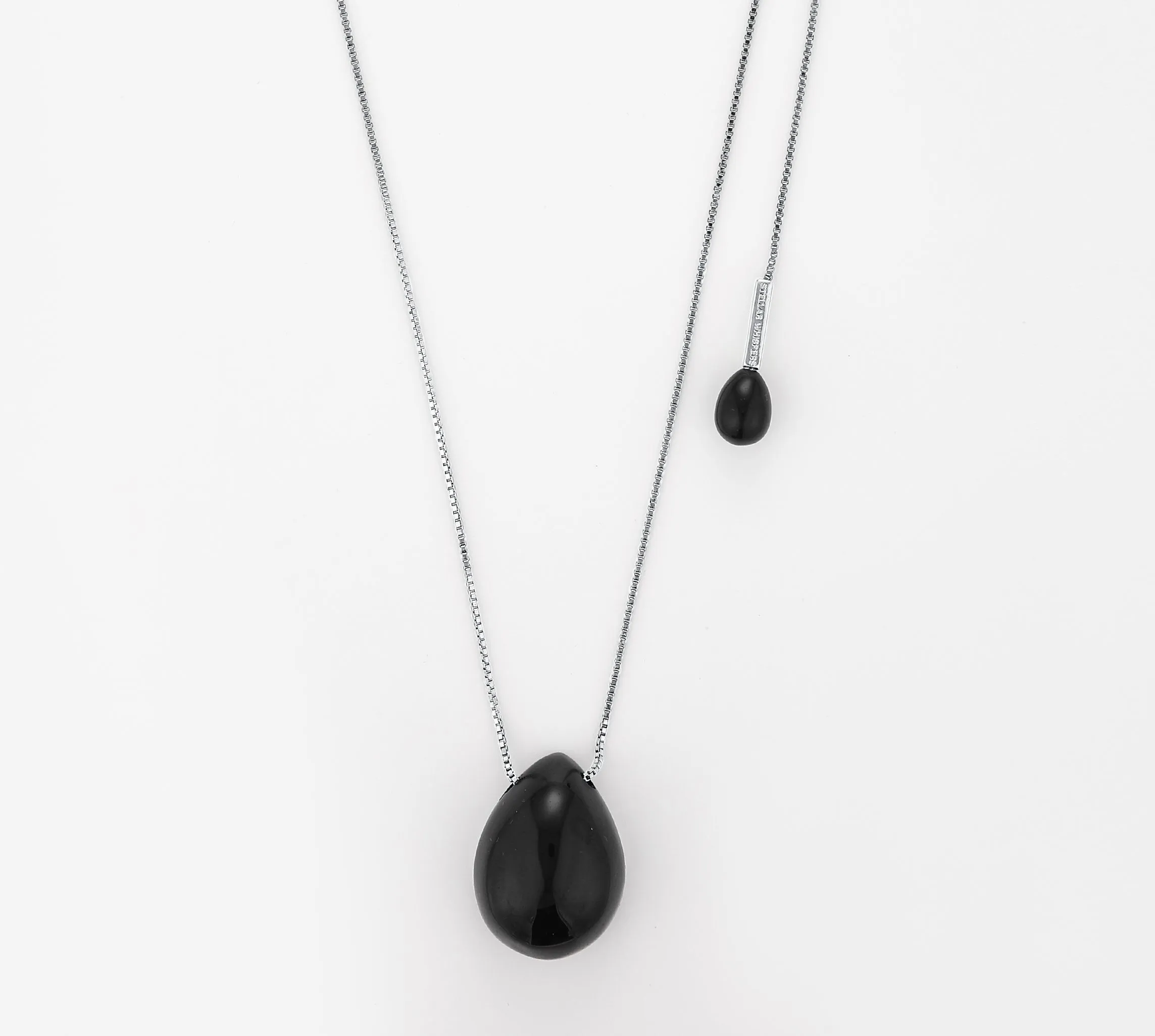 Lumi Pendant Necklace Obsidian Silver sold by Stellar Whispers