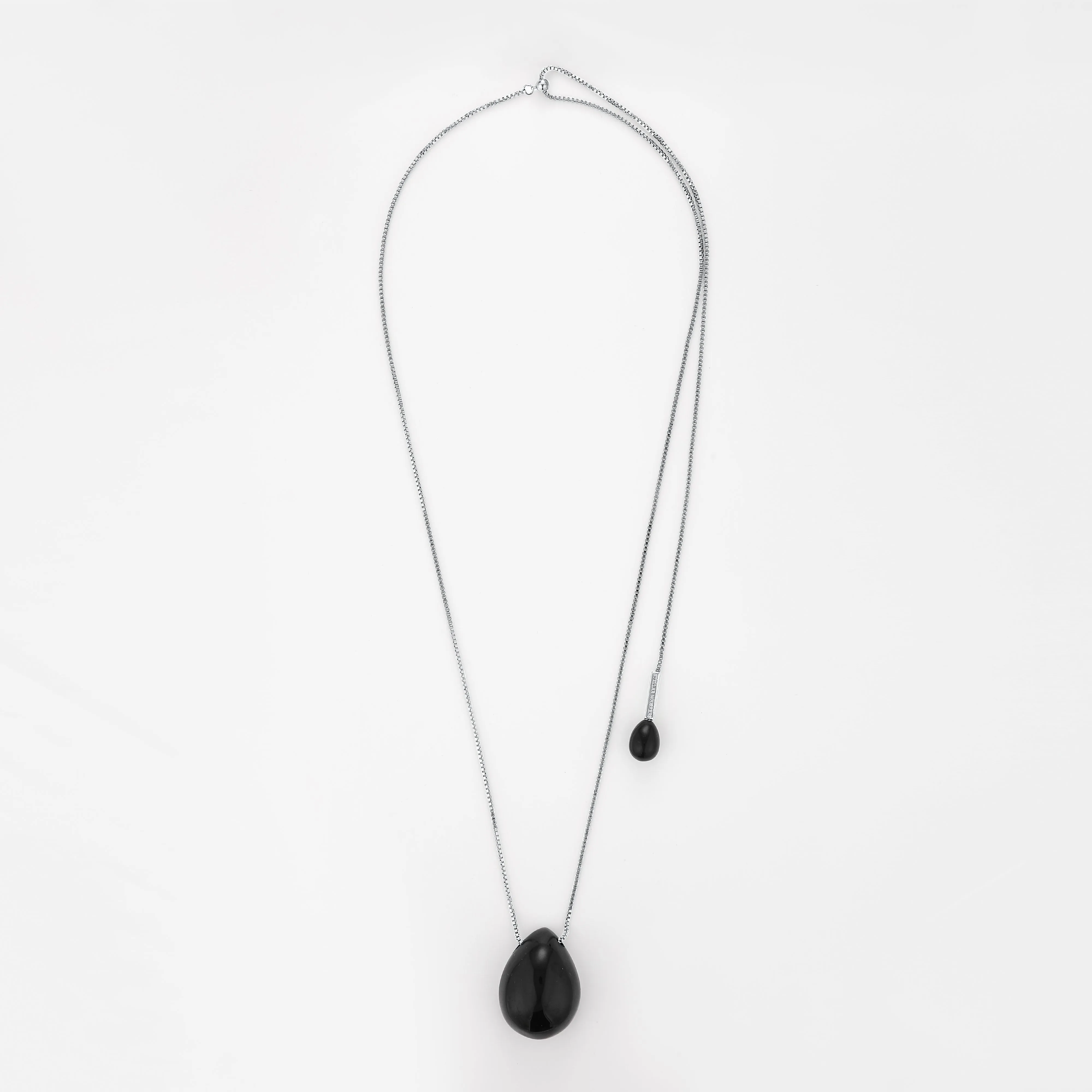 Lumi Pendant Necklace Obsidian Silver sold by Stellar Whispers product image thumbnail 2