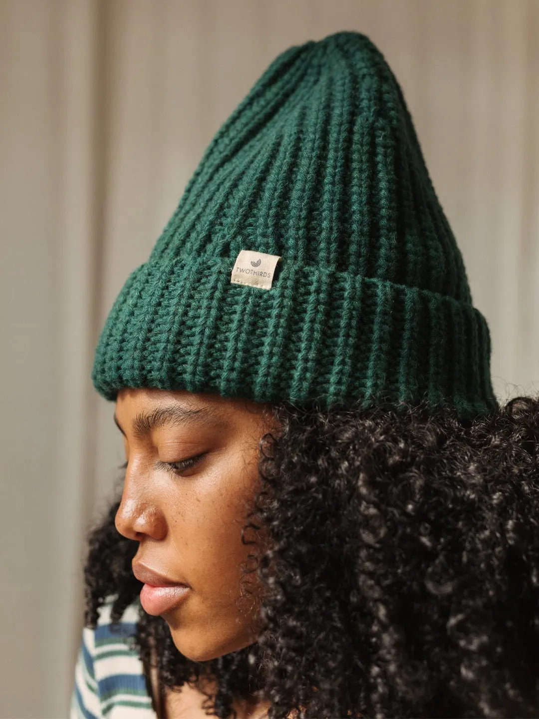 Ribbed Beanie - Dark Green sold by TWOTHIRDS product image thumbnail 4
