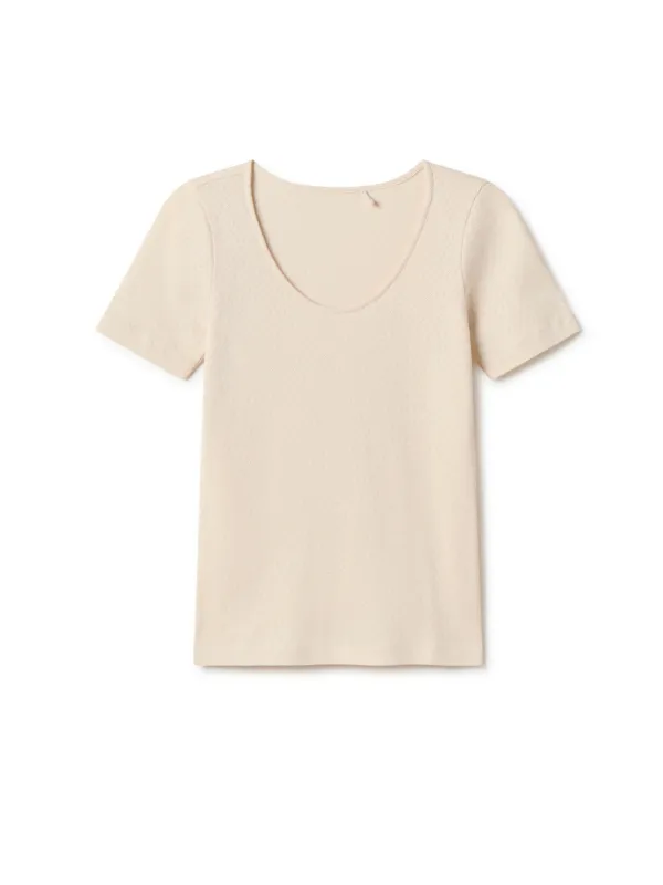 Organic Pointelle Tee - Ecru sold by TWOTHIRDS