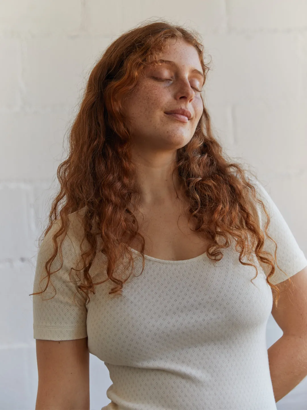 Organic Pointelle Tee - Ecru sold by TWOTHIRDS product image thumbnail 4