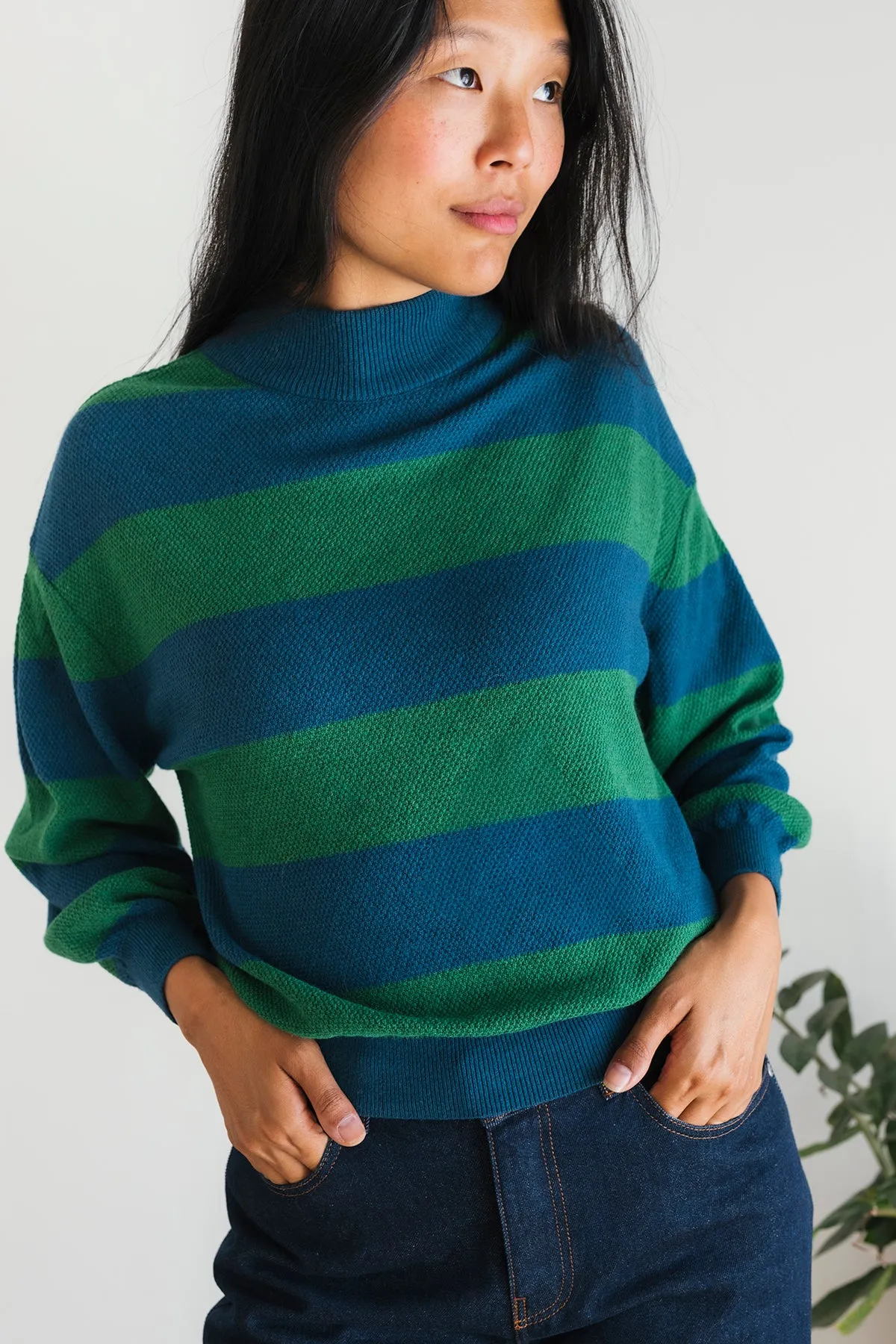 Sebastiana - Green Blue Stripes sold by TWOTHIRDS product image thumbnail 4