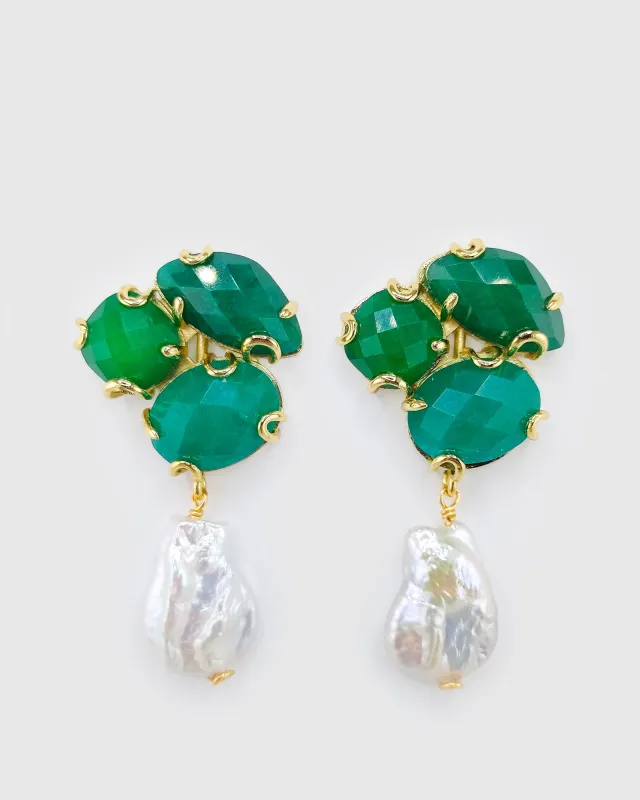 Miz Casa & Co Ophelia Earrings in Adventurine Pearl sold by Miz Casa & Co