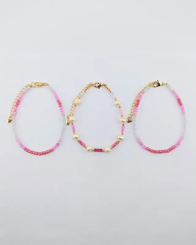 Miz Casa & Co Crystal Beaded Bracelet Stack Pink Multi Pearl sold by Miz Casa & Co