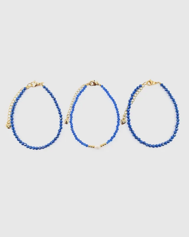 Miz Casa & Co Crystal Beaded Bracelet Stack Navy Single Pearl sold by Miz Casa & Co