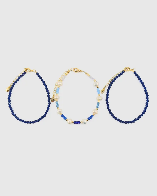 Miz Casa & Co Crystal Beaded Bracelet Stack Navy Multi Pearl sold by Miz Casa & Co