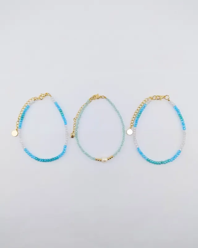 Miz Casa & Co Crystal Beaded Bracelet Stack Light Blue Single Pearl sold by Miz Casa & Co