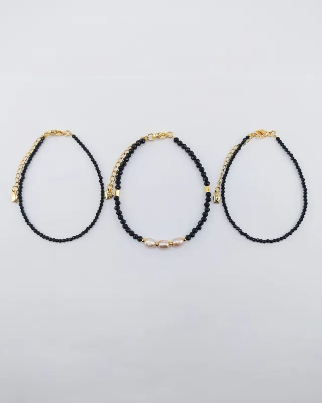 Miz Casa & Co Crystal Beaded Bracelet Stack Black Multi Pearl sold by Miz Casa & Co