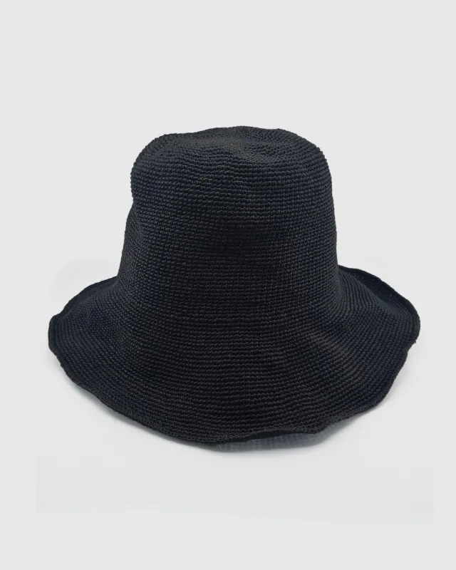 Miz Casa & Co Ella Foldable Raffia Weave Sun Hat Black sold by Miz Casa & Co