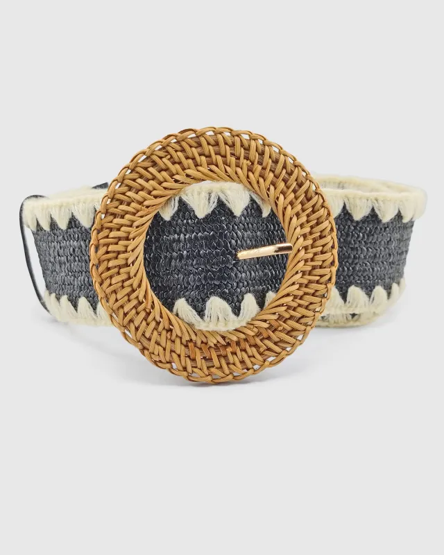 Miz Casa & Co Black and White Rattan Woven Belt sold by Miz Casa & Co