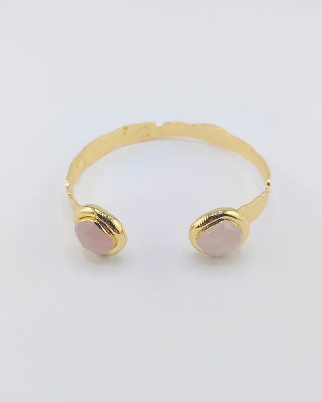 Miz Casa & Co Calyra Cuff Bracelet Rose Quartz sold by Miz Casa & Co