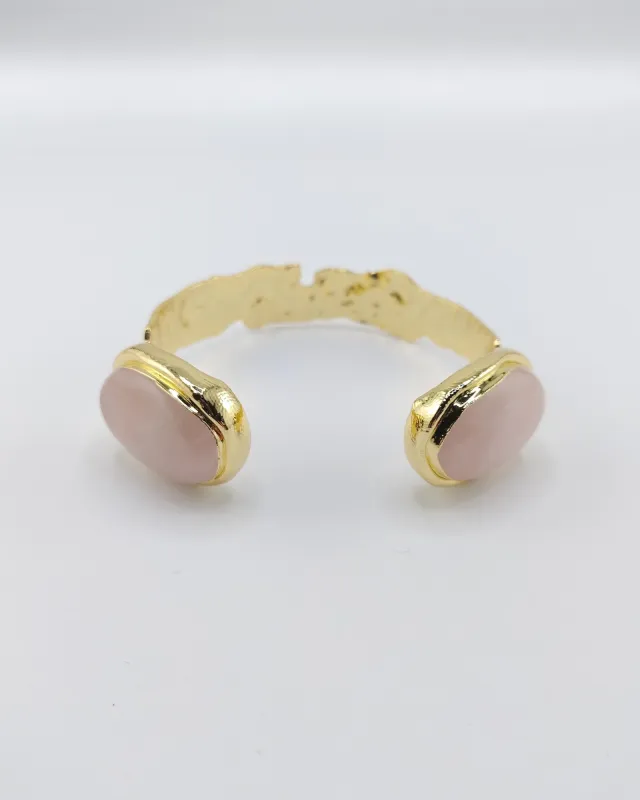 Miz Casa & Co Indira Cuff Bracelet Rose Quartz sold by Miz Casa & Co
