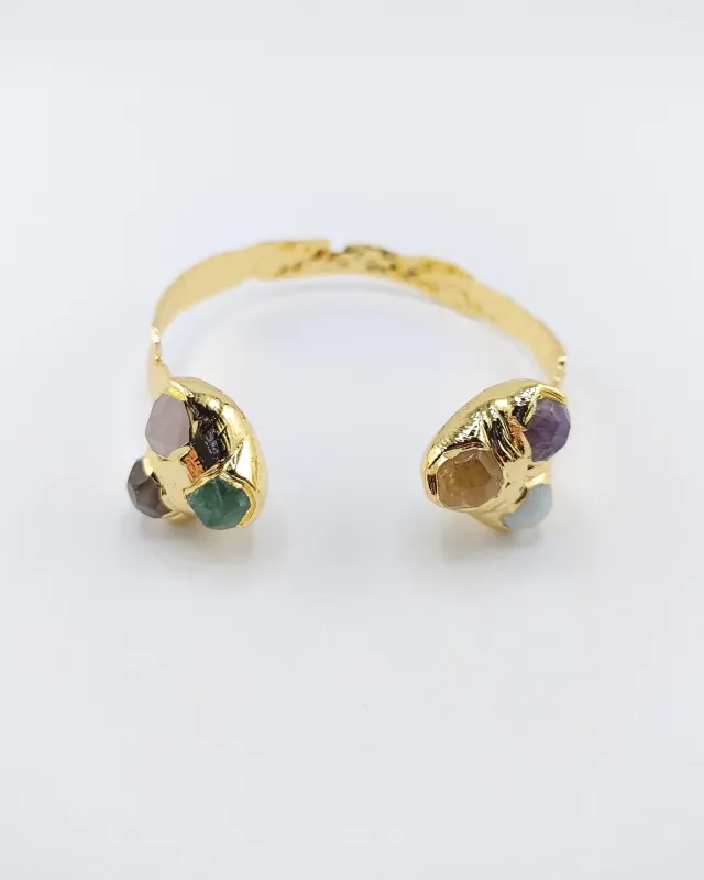 Miz Casa & Co Briallen Cuff Bracelet Gold Multi Gemstone sold by Miz Casa & Co