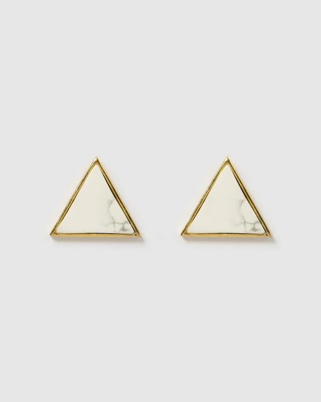 Miz Casa & Co Geometric Triangle Earrings Gold Marble sold by Miz Casa & Co