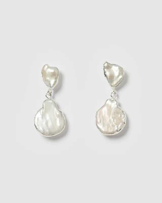 Miz Casa & Co Ambra Earrings Silver Pearl sold by Miz Casa & Co