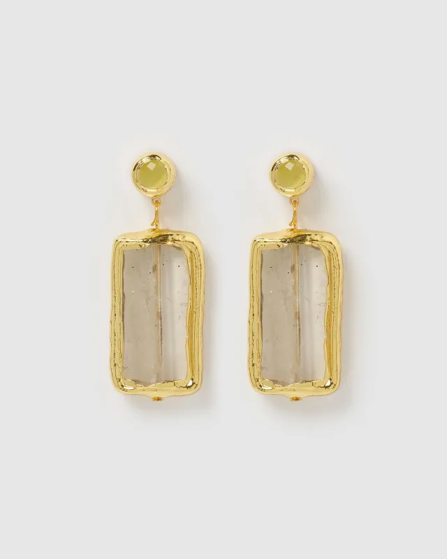 Miz Casa & Co Rose Earrings Clear Quartz Gold sold by Miz Casa & Co