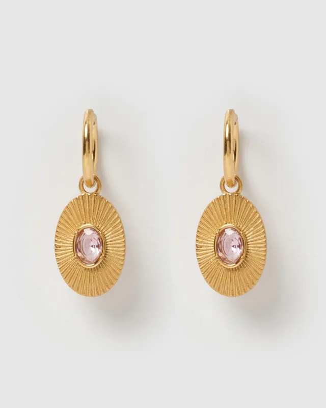 Miz Casa & Co Luciana Huggie Earrings Gold Pink sold by Miz Casa & Co