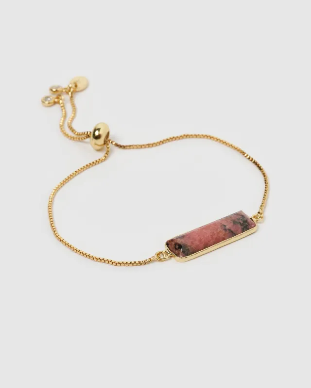 Miz Casa & Co Maz Bracelet Pink & Black Rhodonite sold by Miz Casa & Co