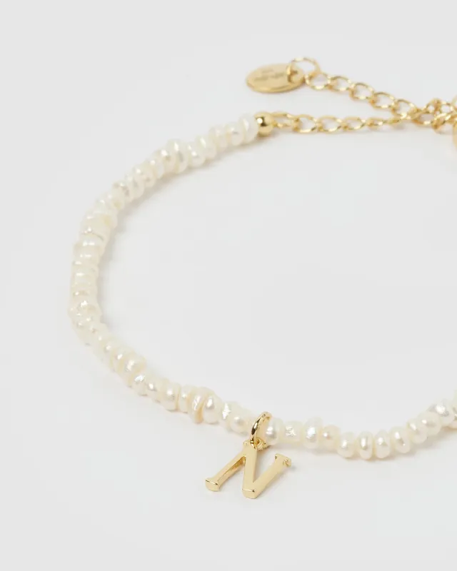Miz Casa & Co Pearl Letter N Bracelet sold by Miz Casa & Co