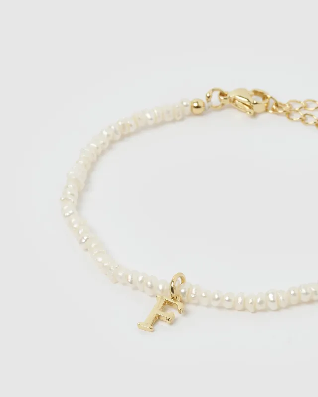 Miz Casa & Co Pearl Letter F Bracelet sold by Miz Casa & Co