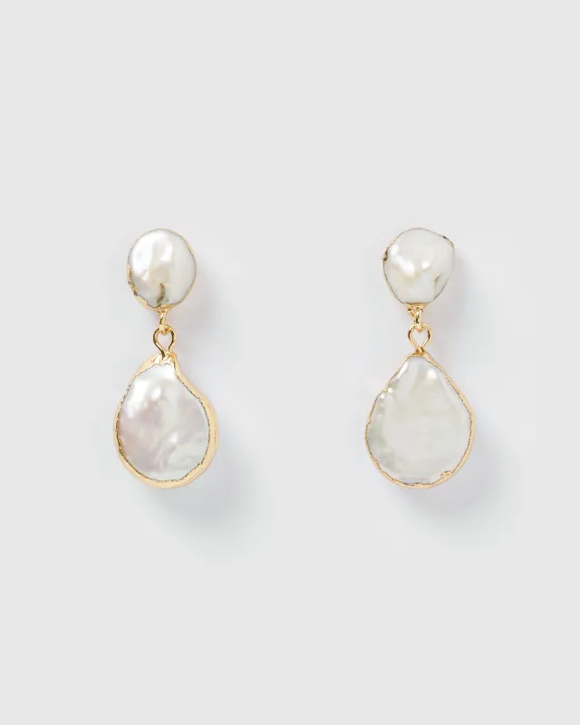 Miz Casa & Co Ambra Earrings Gold Pearl sold by Miz Casa & Co
