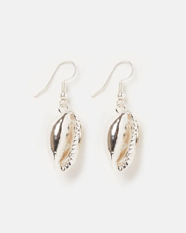 Miz Casa & Co Cowrie Kiss Earrings Silver sold by Miz Casa & Co