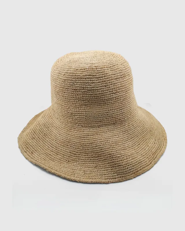 Miz Casa & Co Helen Foldable Raffia Weave Sun Hat Brown sold by Miz Casa & Co