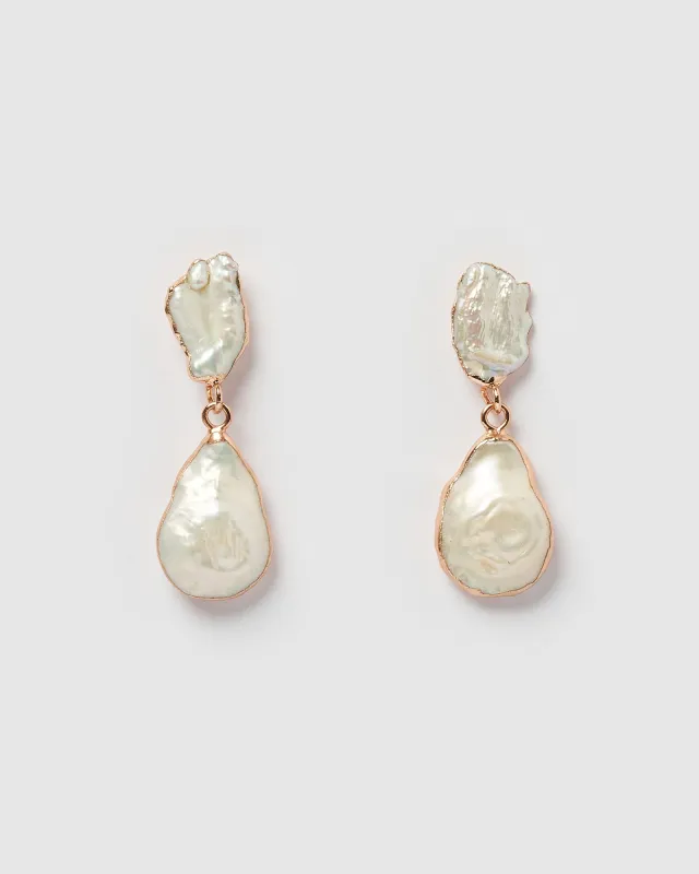 Miz Casa & Co Ambra Earrings Rose Gold Pearl sold by Miz Casa & Co