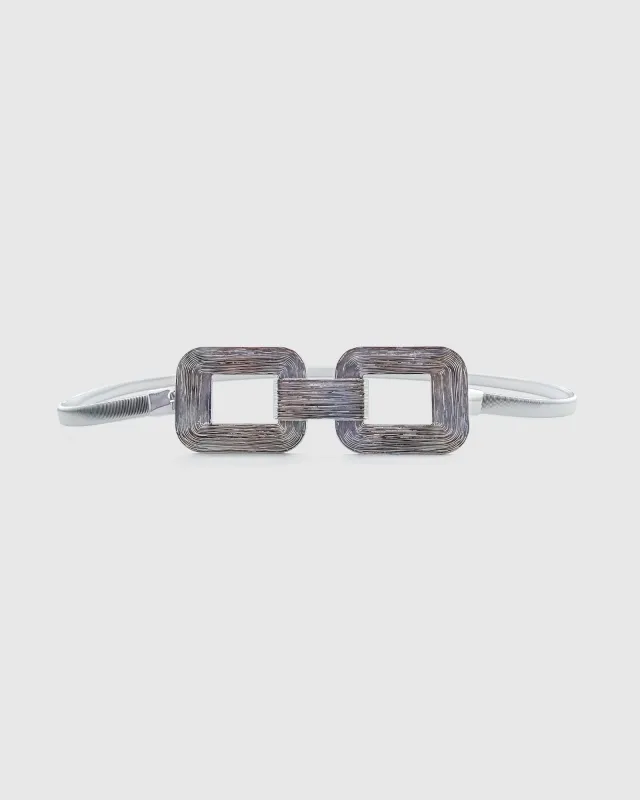 Miz Casa & Co Large Double Rectangle Belt Silver made by Miz Casa & Co