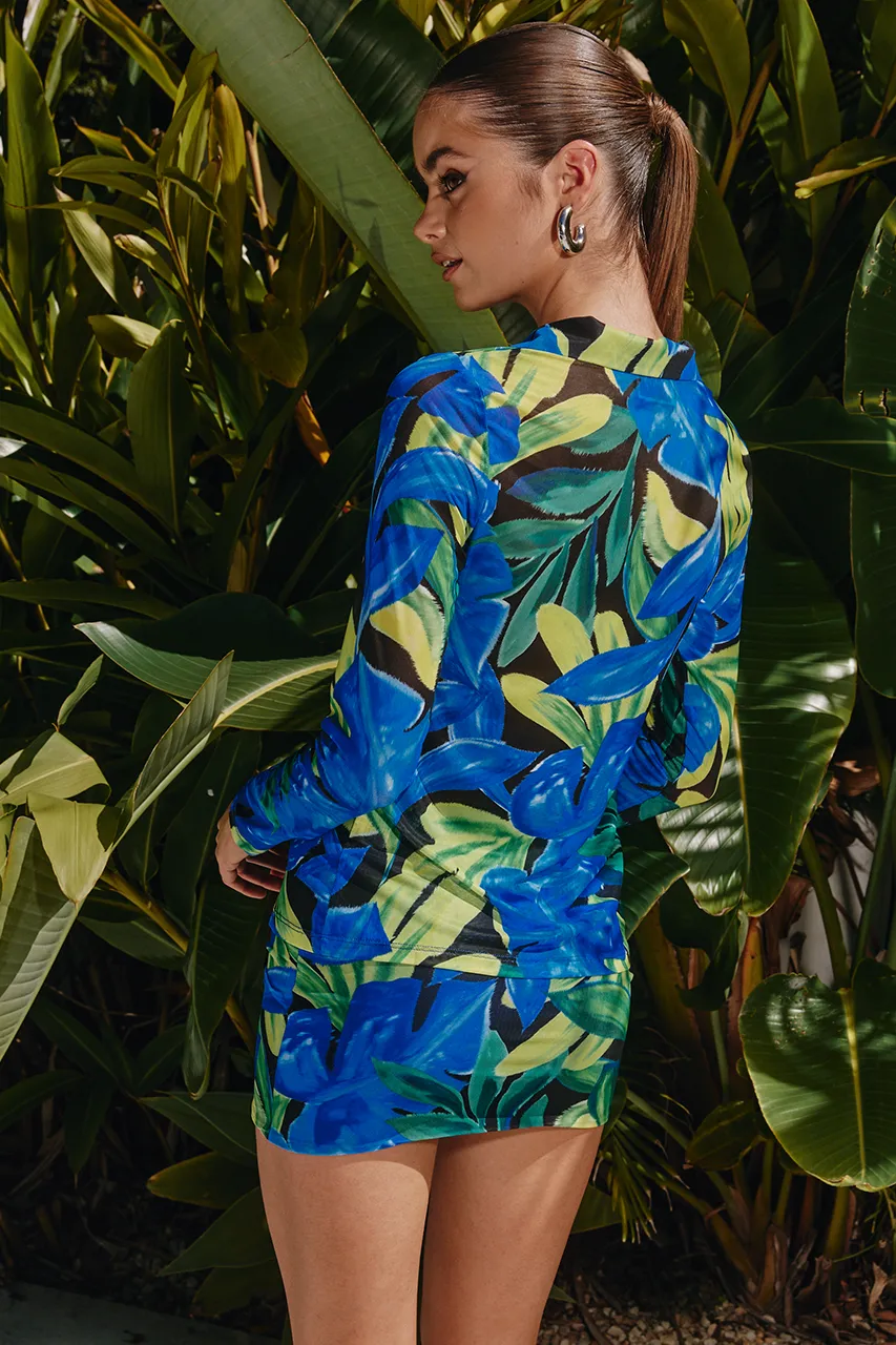 ROMANCE MESH TOP - BLUE FLORAL sold by Runaway The Label product image thumbnail 3