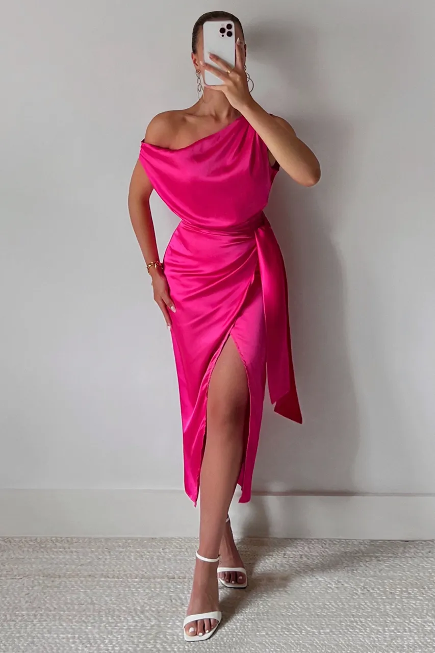CHARISMA MIDI DRESS - HOT PINK sold by Runaway The Label